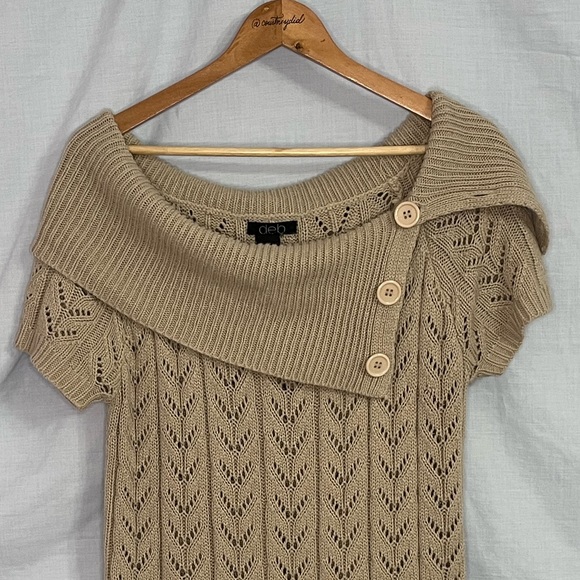deb Beige/Tan Sweater with Short Sleeves and Versatile Collar in Size 2X - Picture 6 of 15